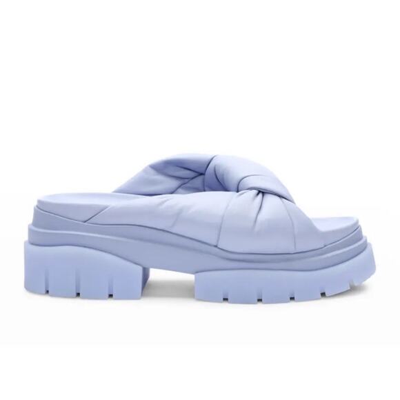 ASH Blue periwinkle Shilo Leather Slide Sandals size 37/ US 7 - Picture 2 of 13